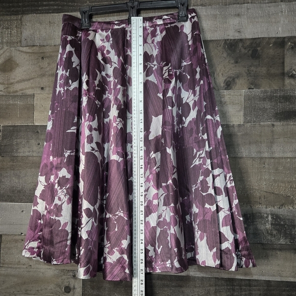 Silk Purple Floral Midi circle skirt - Picture 6 of 7